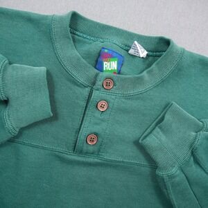 Vintage First Run Henley Sweatshirt Long Sleeve Pullover Men L 3 Button Baseball